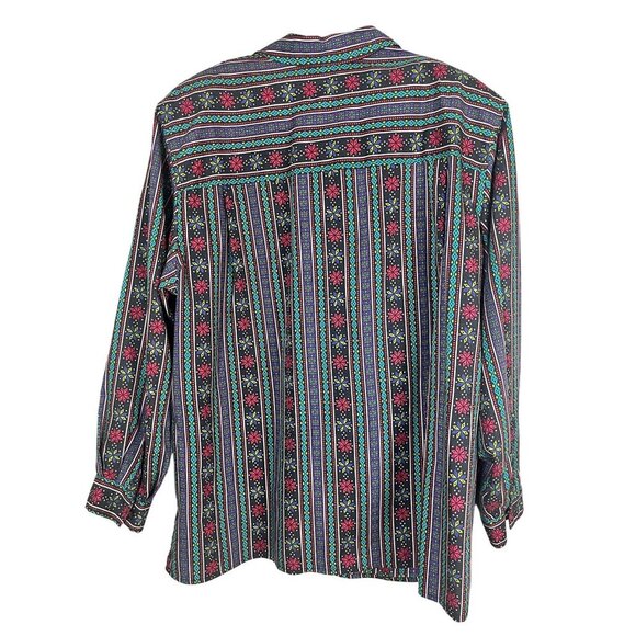 Retro Floral Western Shirt 18 Boho Striped Funky Classic Cowgirl 80s Aztec - Picture 7 of 10